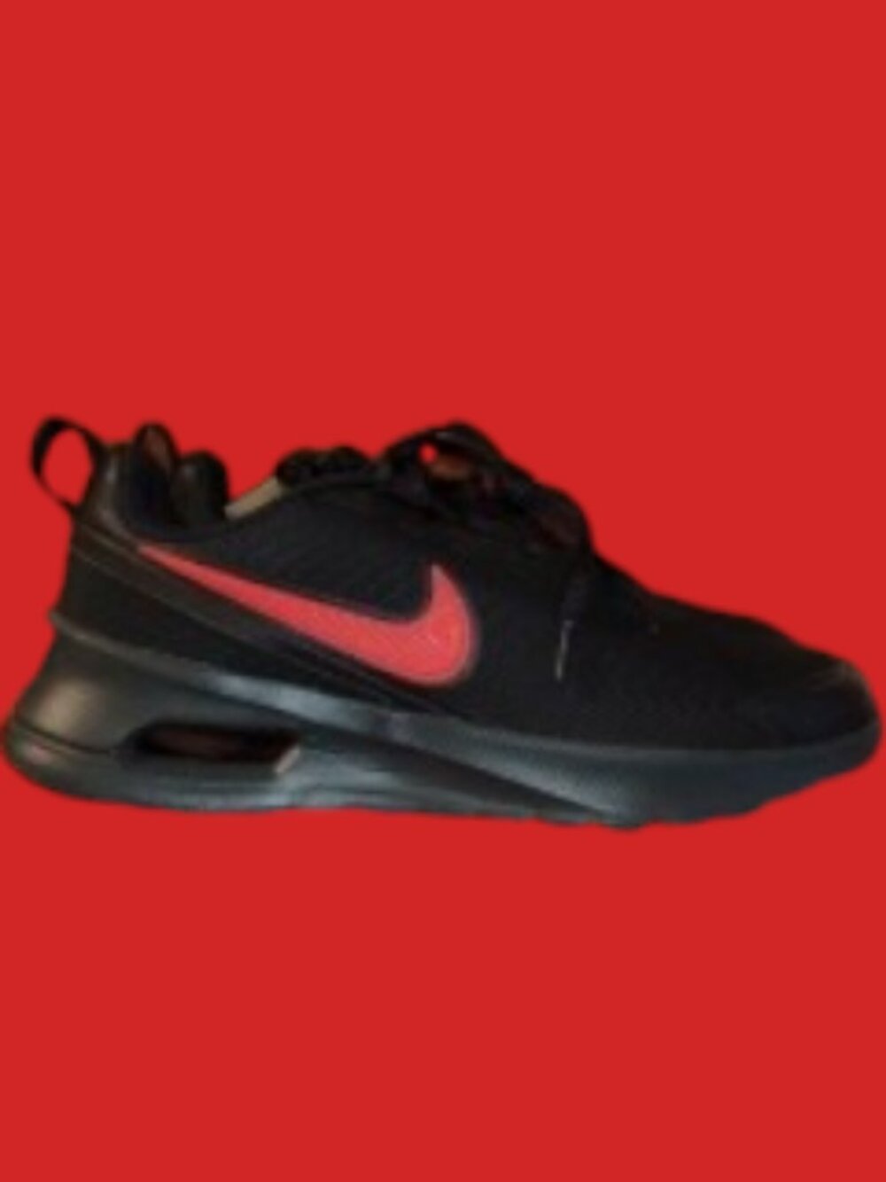 NIKE Air Max NIJAXIS, Black and Red Swoosh, Mens 9.5